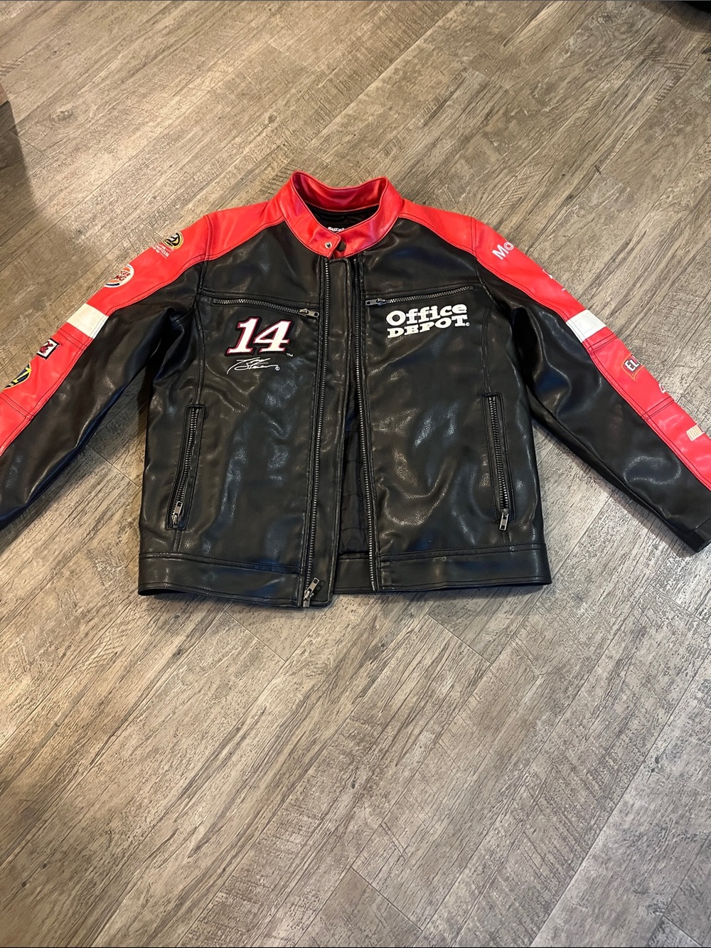 Men’s Nascar Black and Red Racing Leather Jacket